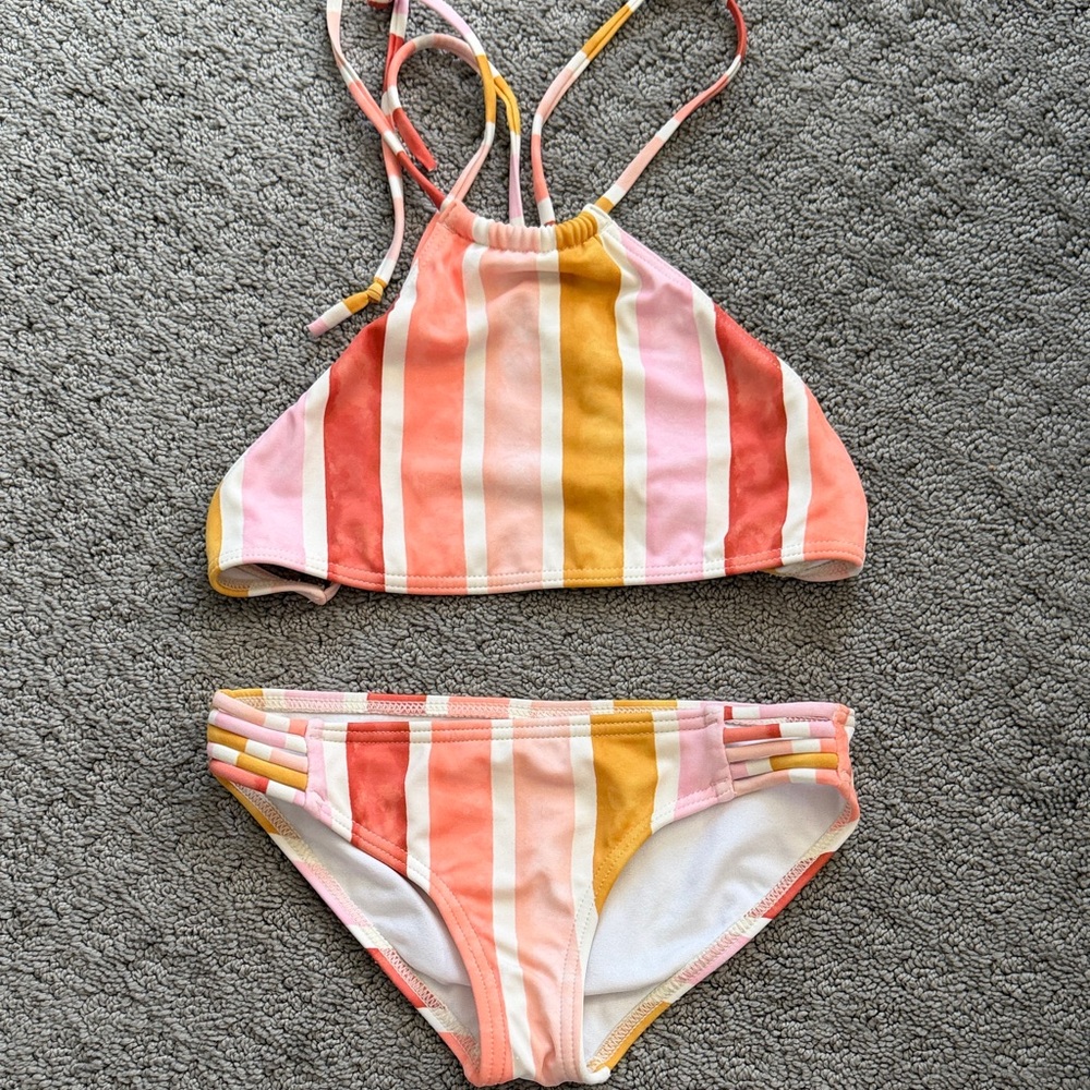 Billabong Kids Swim Set - Pink, Orange, Yellow Stripes